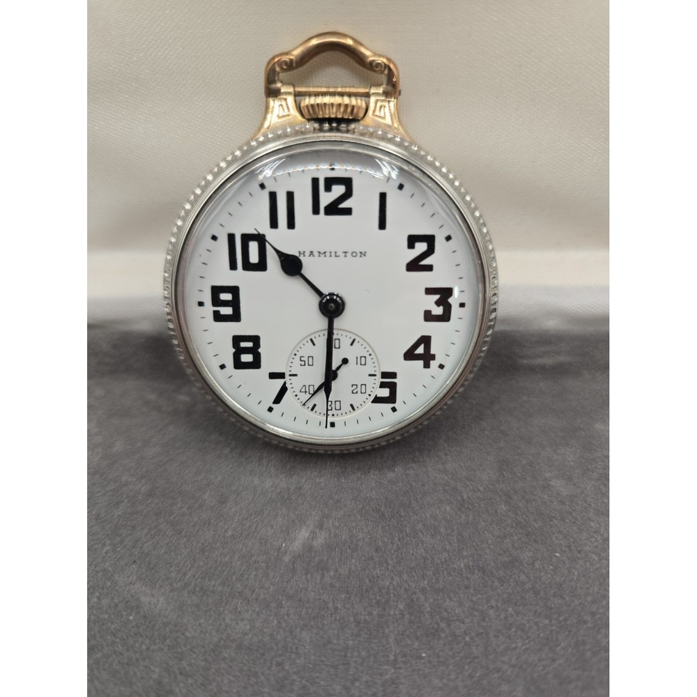 Vintage 1947 Hamilton 992B 21 Jewels Pocket Watch Wadsworth Case C181355